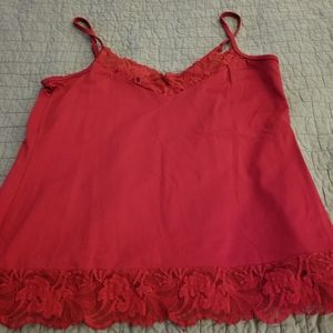 Red silk and lace camisole